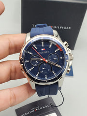  Shop Authentic Tommy Hilfiger Mason Blue Dial Blue Rubber Strap Watch for Men - 1791791 - Luxxuri