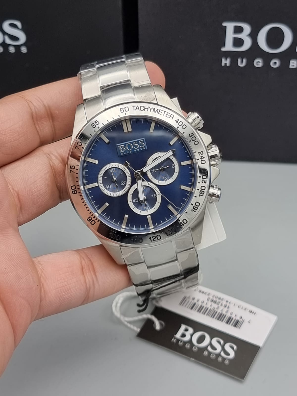  Shop Authentic Hugo Boss Ikon Blue Dial Silver Steel Strap Watch for Men - 1512963 - Luxxuri