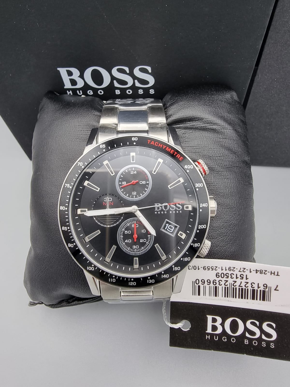  Shop Authentic Hugo Boss Rafale Chronograph Black Dial Silver Steel Strap Watch for Men - 1513509 - Luxxuri
