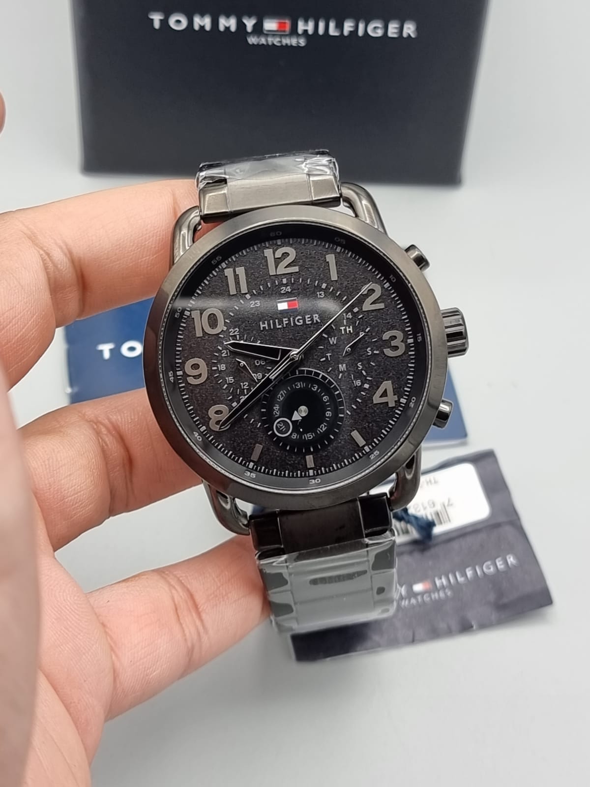  Shop Authentic Tommy Hilfiger Briggs Black Dial Black Steel Strap Watch for Men  - 1791423 - Luxxuri