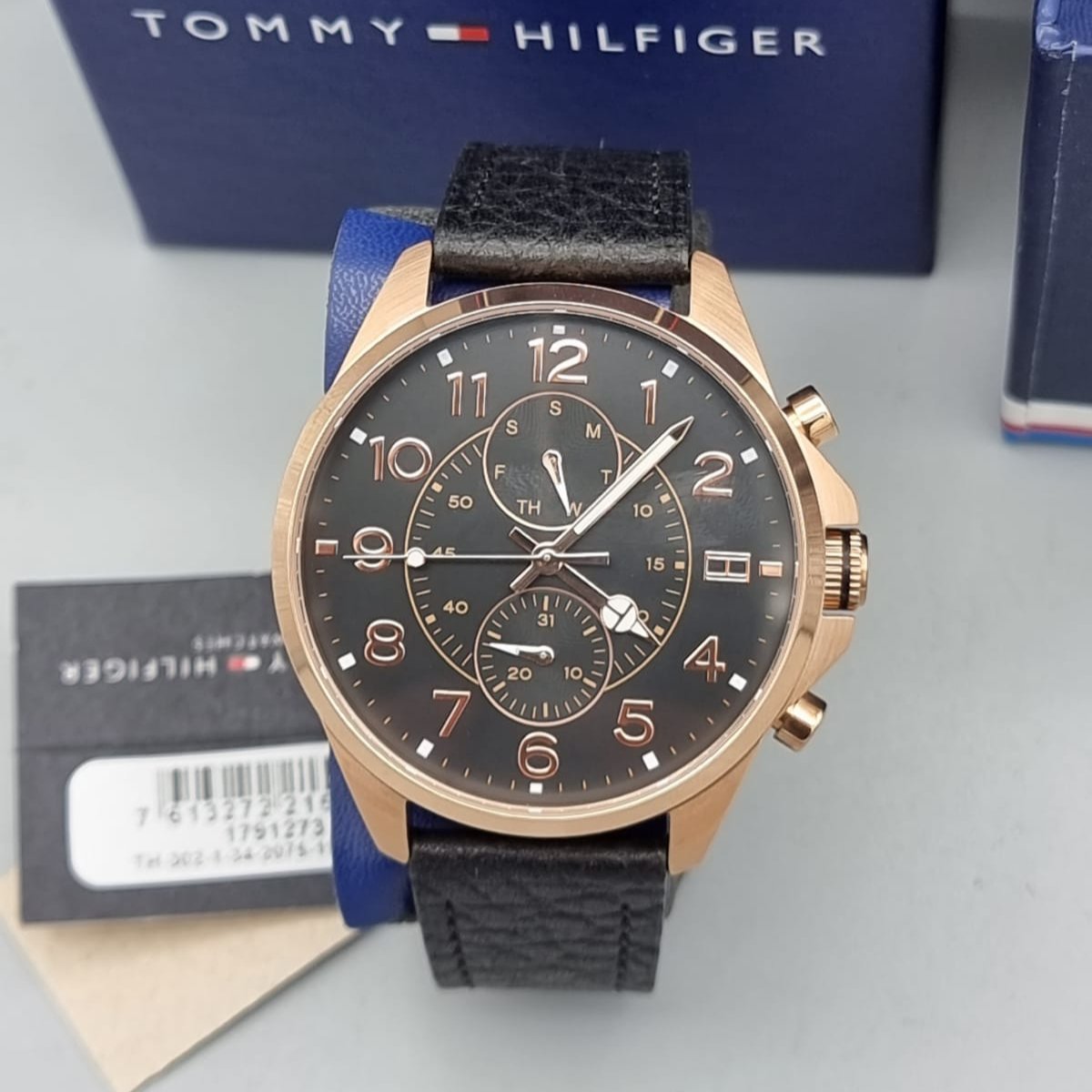  Shop Authentic Tommy Hilfiger Daniel Black Dial Brown Leather Strap Watch for Men - 1710379 - Luxxuri