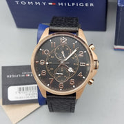  Shop Authentic Tommy Hilfiger Daniel Black Dial Brown Leather Strap Watch for Men - 1710379 - Luxxuri
