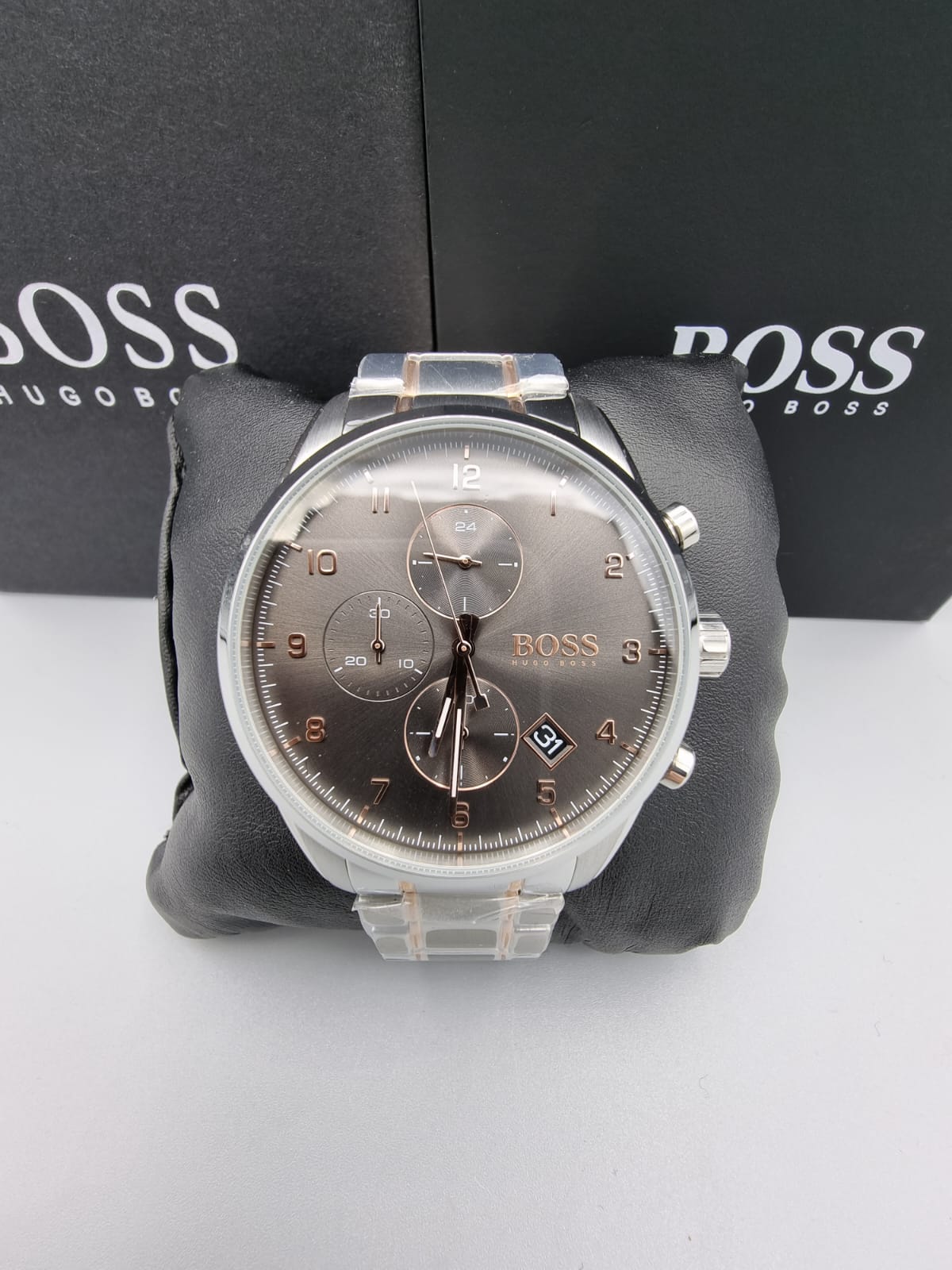  Shop Authentic Hugo Boss Skymaster Grey Dial Two Tone Steel Strap Watch for Men - 1513789 - Luxxuri