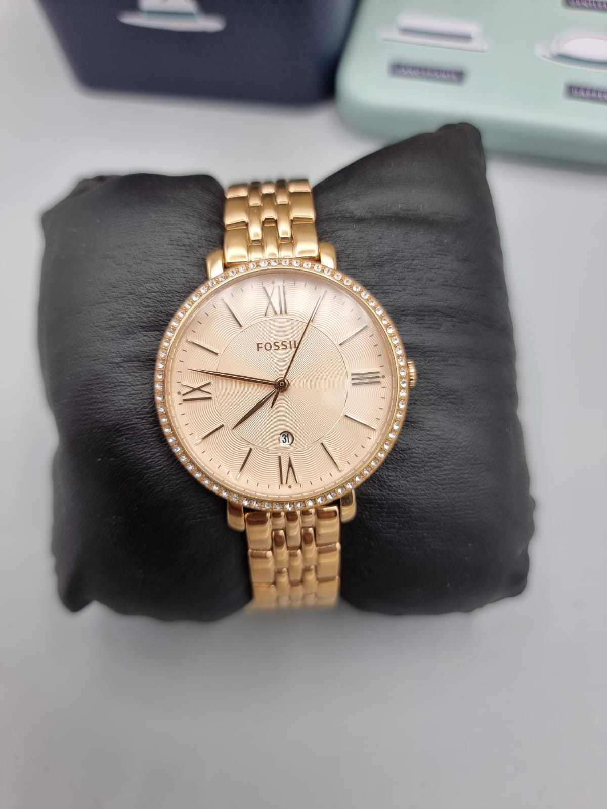  Shop Authentic Fossil Jacqueline Rose Gold Dial Rose Gold Steel Strap Watch for Women - ES3546 - Luxxuri