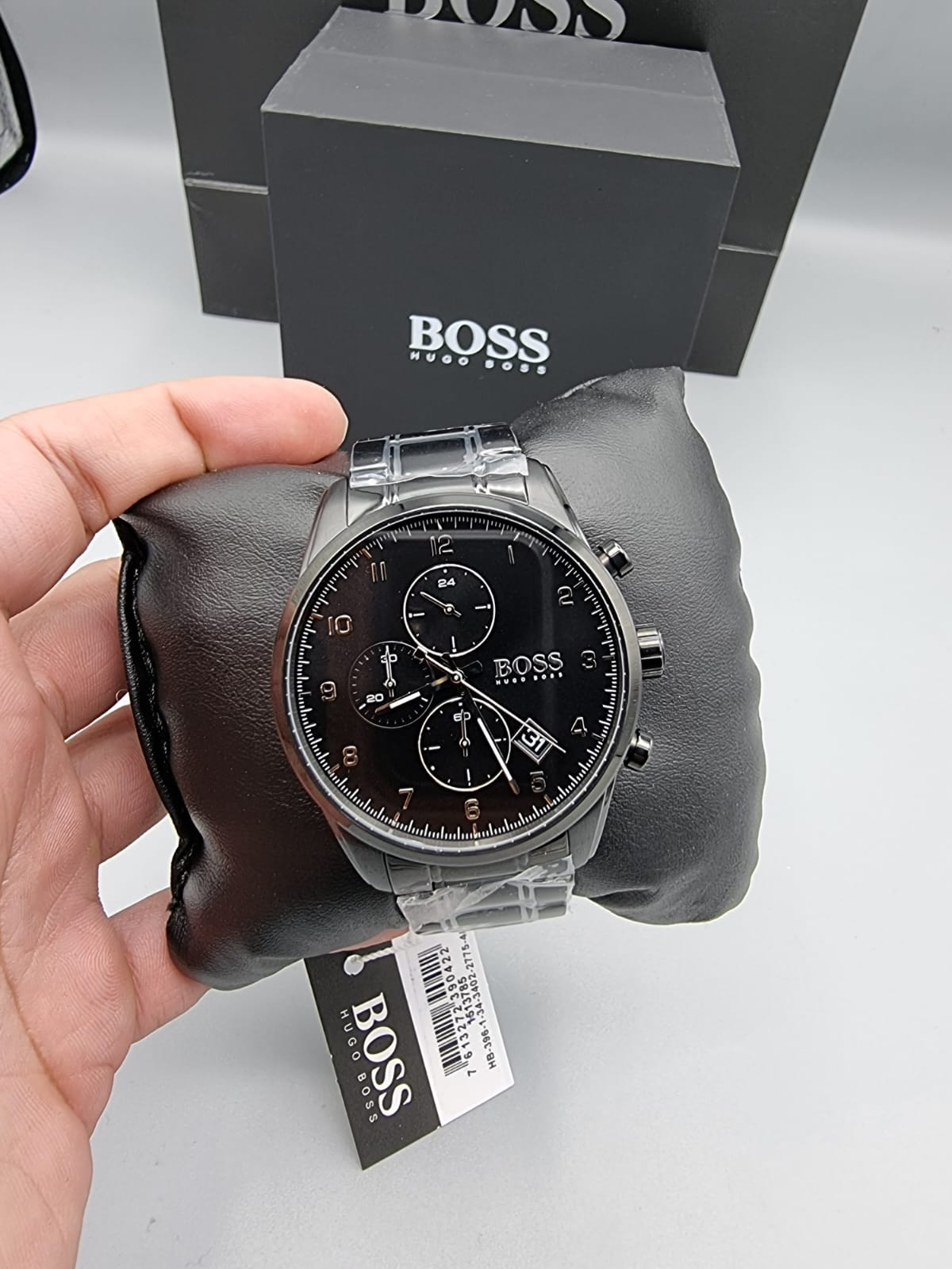  Shop Authentic Hugo Boss Skymaster Chronograph Black Dial Black Steel Strap Watch for Men - 1513785 - Luxxuri