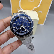  Shop Authentic Michael Kors Cunningham Multifunction Blue Dial Silver Steel Strap Watch For Men - MK7153 - Luxxuri