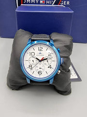  Shop Authentic Tommy Hilfiger Jake Multi Function Quartz White Dial Black Leather Strap Watch for Men - 1791235 - Luxxuri