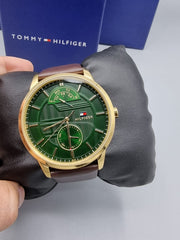  Shop Authentic Tommy Hilfiger Hunter Green Dial Brown Leather Strap Watch for Men - 1791607 - Luxxuri