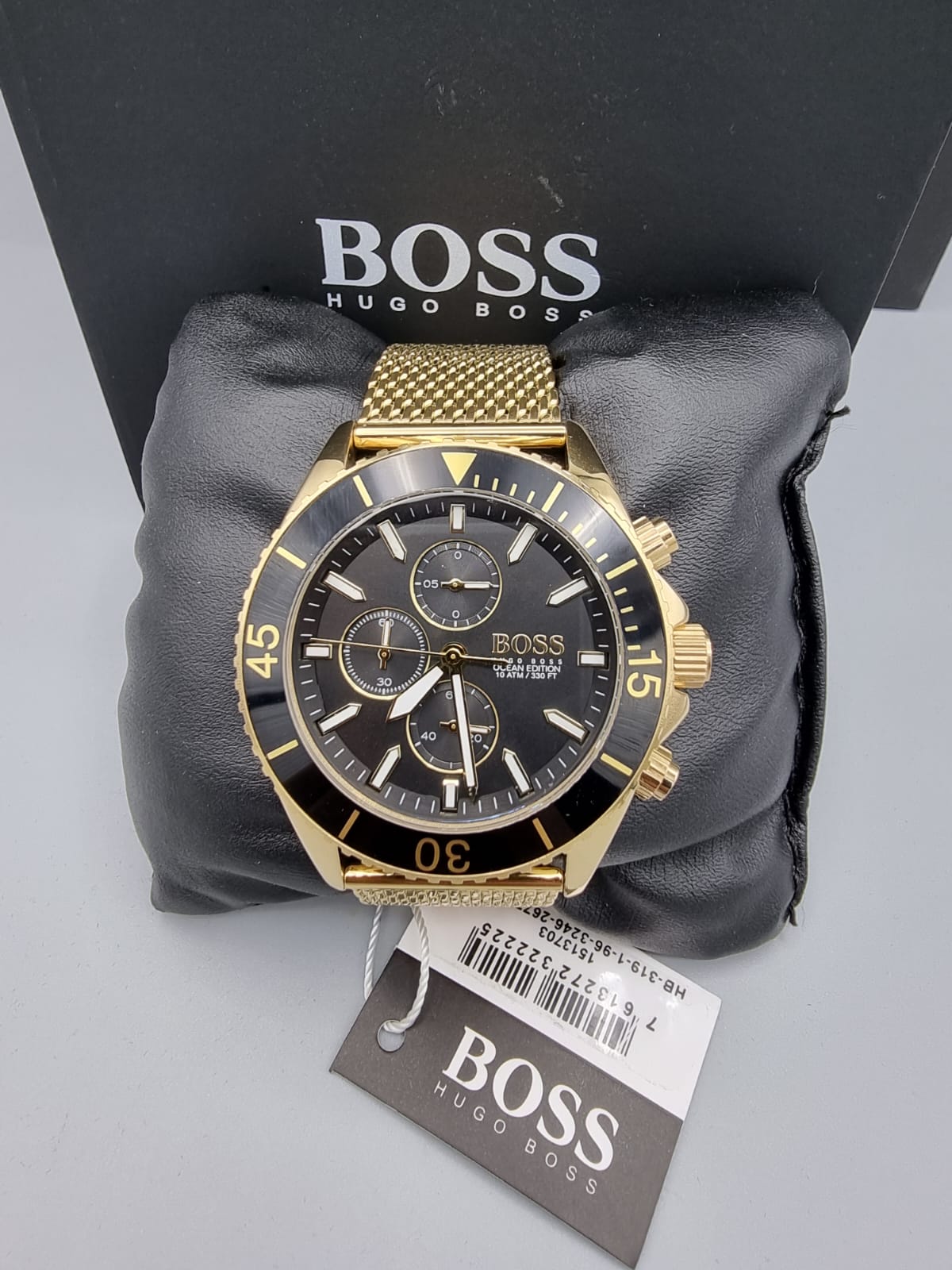  Shop Authentic Hugo Boss Ocean Edition Black Dial Gold Mesh Bracelet Watch for Men - 1513703 - Luxxuri