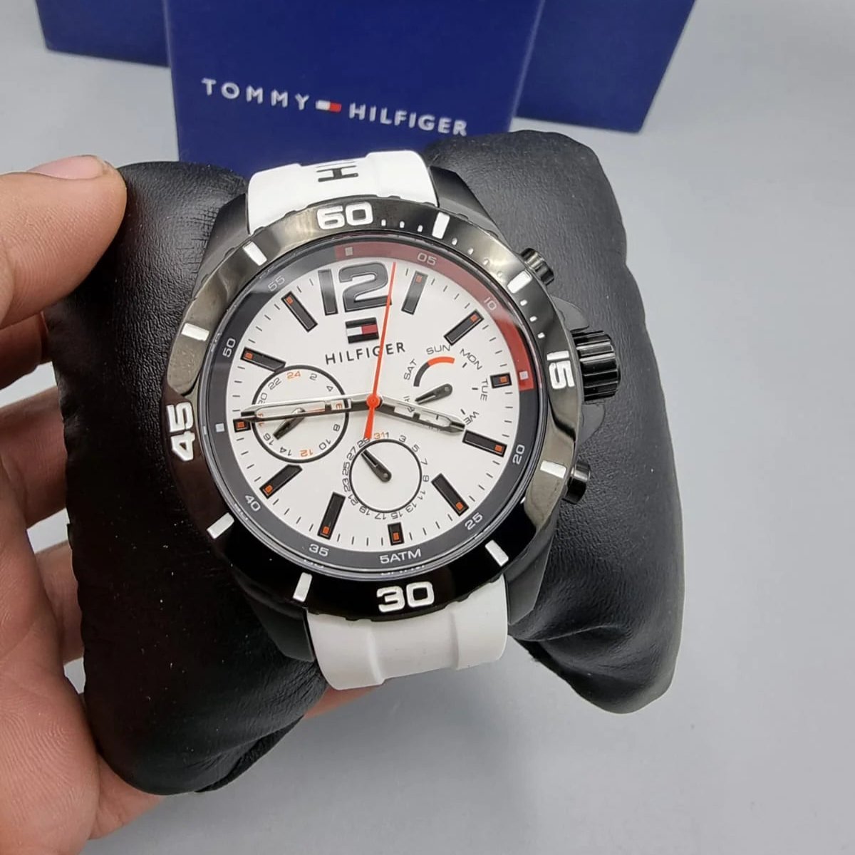  Shop Authentic Tommy Hilfiger Nolan Multi Function White Dial White Rubber Strap Watch for Men - 1791146 - Luxxuri