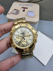  Shop Authentic Fossil Garrett Chronograph Gold Dial Gold Steel Strap Watch for Men - FS5772 - Luxxuri