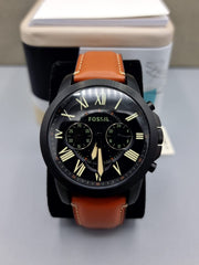  Shop Authentic Fossil Grant Chronograph Black Dial Brown Leather Strap Watch for Men - FS5241 - Luxxuri