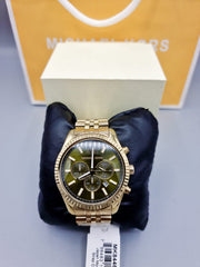  Shop Authentic Michael Kors Lexington Chronograph Green Dial Gold Steel Strap Watch for Men - MK8446 - Luxxuri