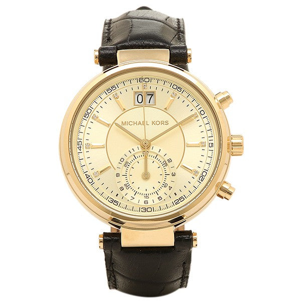  Shop Authentic Michael Kors Sawyer Champagne Dial Black Leather Strap Watch for Women - MK2433 - Luxxuri