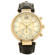  Shop Authentic Michael Kors Sawyer Champagne Dial Black Leather Strap Watch for Women - MK2433 - Luxxuri