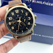  Shop Authentic Tommy Hilfiger Briggs Chronograph Black Dial Brown Leather Strap Watch for Men - 1791425 - Luxxuri