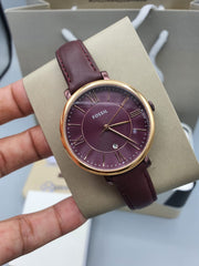  Shop Authentic Fossil Jacqueline Burgundy Dial Burgundy Leather Strap Watch for Women  - ES4099 - Luxxuri