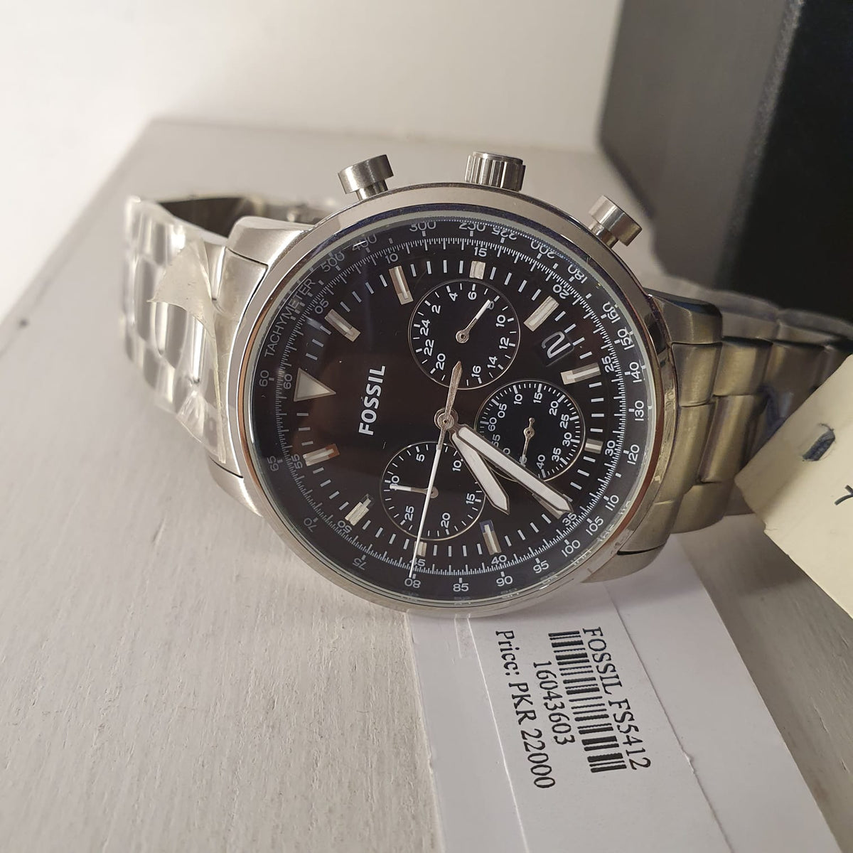  Shop Authentic Fossil Goodwin Chronograph Black Dial Silver Steel Strap Watch for Men - FS5412 - Luxxuri