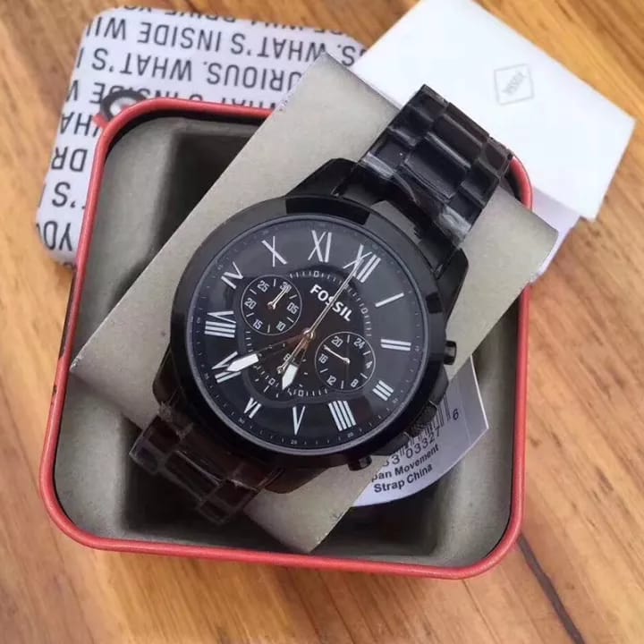  Shop Authentic Fossil Grant Chronograph Black Dial Black Steel Strap Watch for Men - FS4832 - Luxxuri