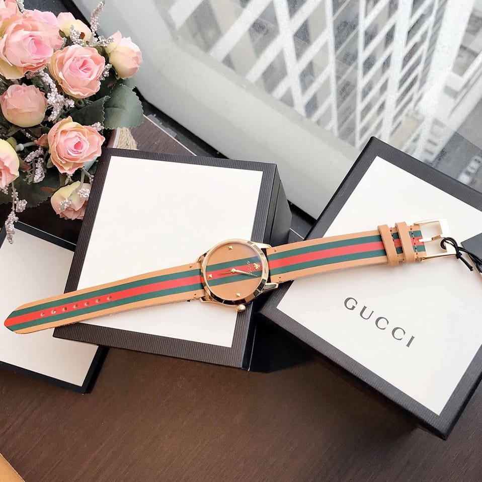  Shop Authentic Gucci G Timeless Quartz Brown Dial Brown Leather Strap Unisex Watch - YA1264077 - Luxxuri