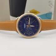  Shop Authentic Fossil Tailor Date-Day Quartz Blue Dial Brown Leather Strap Watch for Women - ES4257 - Luxxuri