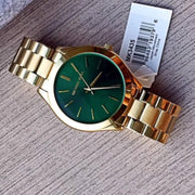  Shop Authentic Michael Kors Slim Runway Green Dial Gold Steel Strap Watch for Women - MK3435 - Luxxuri