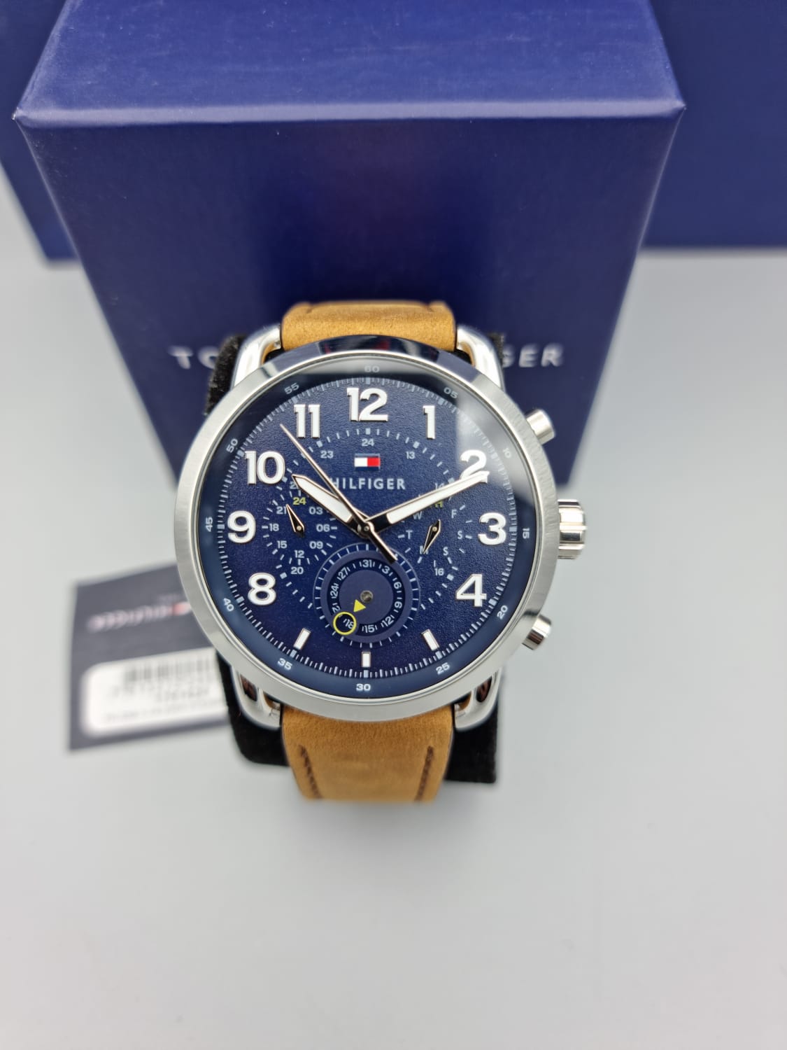  Shop Authentic Tommy Hilfiger Briggs Chronograph Blue Dial Brown Leather Strap Watch for Men - 1791424 - Luxxuri