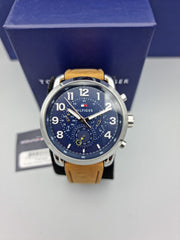  Shop Authentic Tommy Hilfiger Briggs Chronograph Blue Dial Brown Leather Strap Watch for Men - 1791424 - Luxxuri