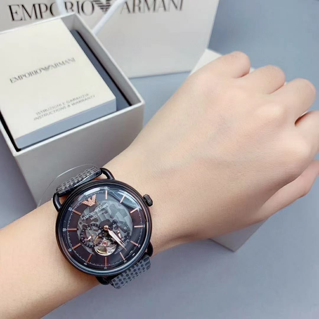  Shop Authentic Emporio Armani Automatic Multifunction Black Dial Black Mesh Bracelet Watch For Men - AR60025 - Luxxuri