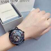  Shop Authentic Emporio Armani Automatic Multifunction Black Dial Black Mesh Bracelet Watch For Men - AR60025 - Luxxuri