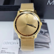  Shop Authentic Movado Bold Gold Dial Gold Mesh Bracelet Watch For Men - 3600373 - Luxxuri