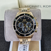  Shop Authentic Michael Kors Bayville Chronograph Black Dial Gold Steel Strap Watch For Men - MK8726 - Luxxuri