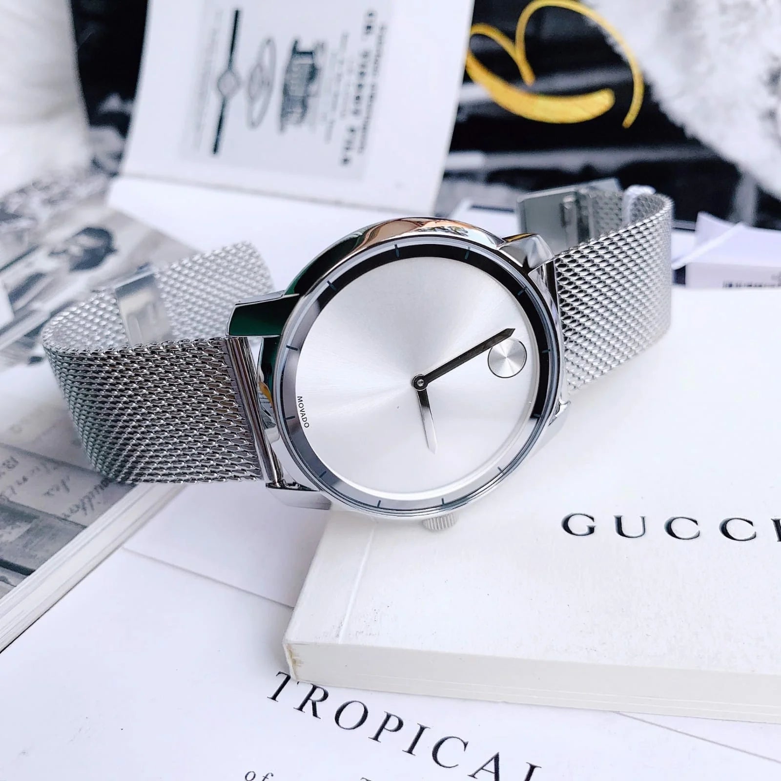  Shop Authentic Movado Bold Silver Dial Silver Mesh Bracelet Watch For Men - 3600260 - Luxxuri