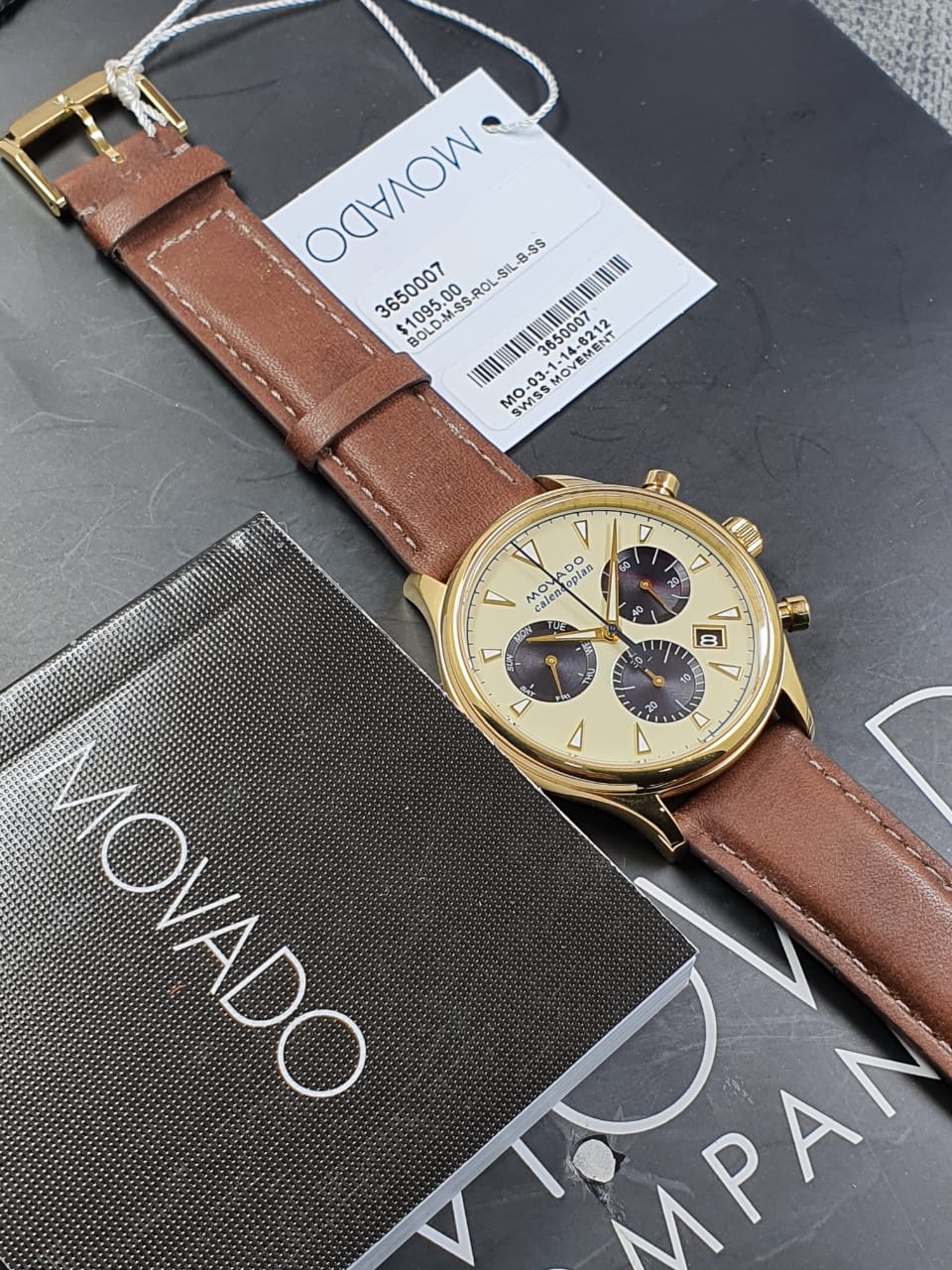  Shop Authentic Movado Heritage Chronograph White Black Leather Strap Watch for Men - 3650007 - Luxxuri
