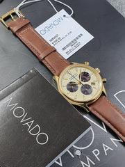  Shop Authentic Movado Heritage Chronograph White Black Leather Strap Watch for Men - 3650007 - Luxxuri