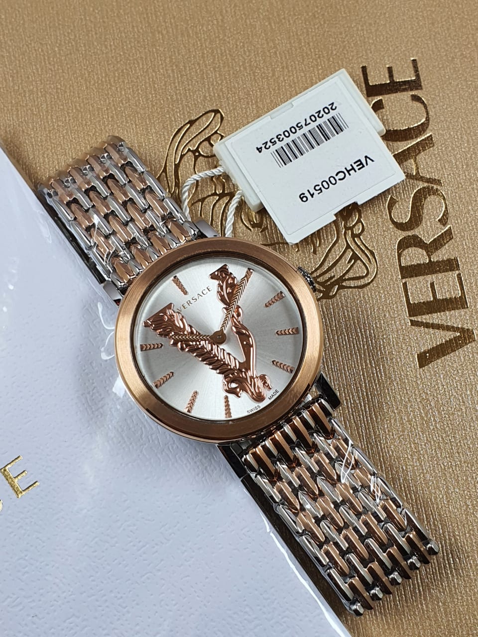  Shop Authentic Versace Virtus Quartz White Dial Two Tone Steel Strap Watch for Women - VEHC00519 - Luxxuri