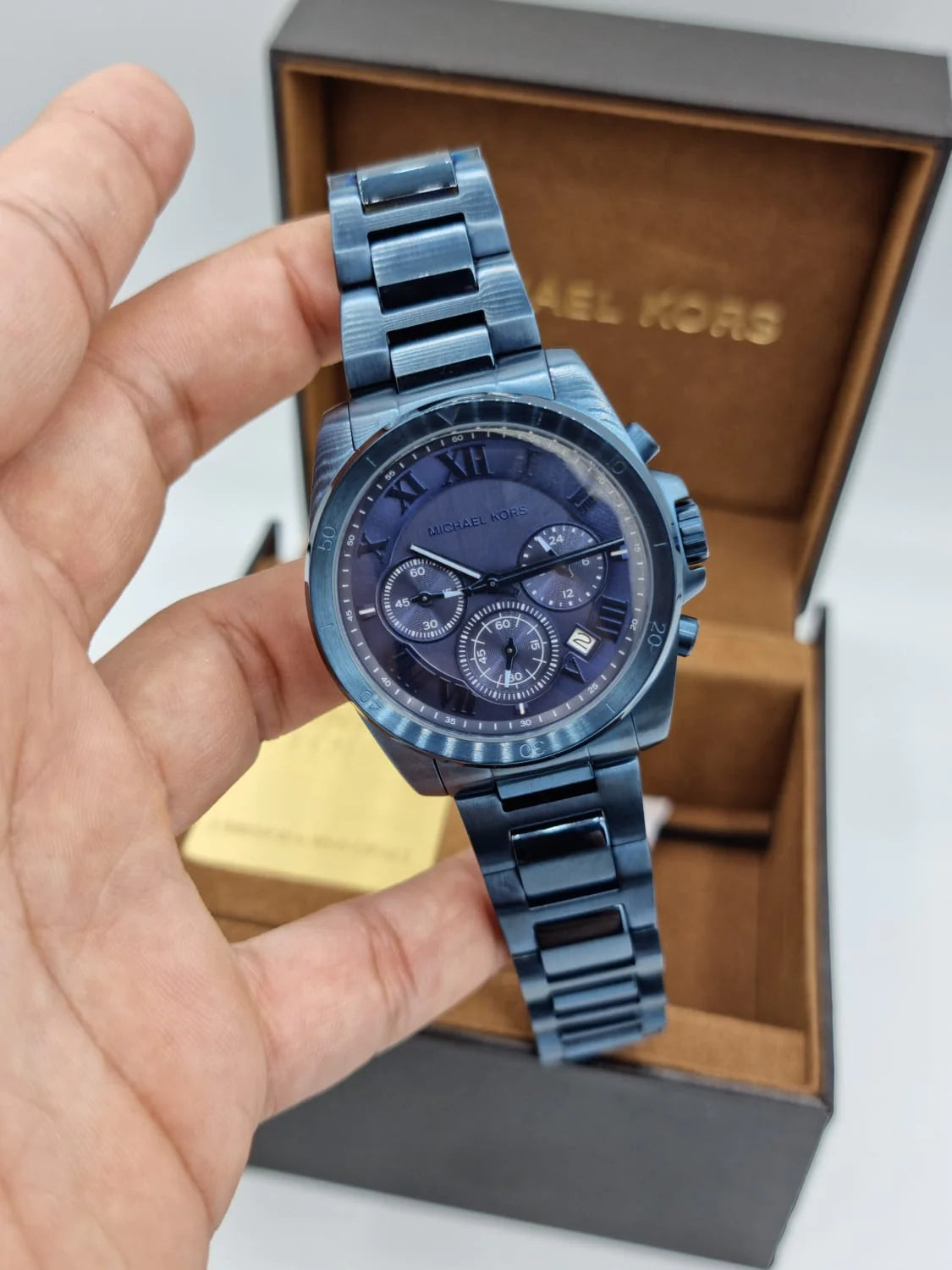  Shop Authentic Michael Kors Brecken Chronograph Quartz Blue Dial Blue Steel Strap Watch For Men - MK6361 - Luxxuri