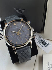  Shop Authentic Emporio Armani Luigi Chronograph Quartz Grey Dial Grey Leather Strap Watch For Men - AR1735 - Luxxuri