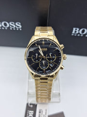  Shop Authentic Hugo Boss Champion Black Dial Gold Steel Strap Watch for Men - 1513848 - Luxxuri