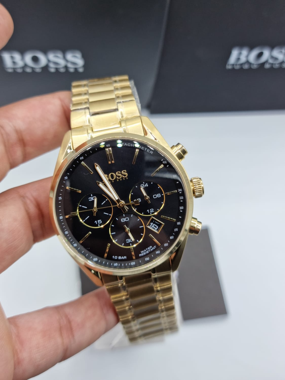 Shop Authentic Hugo Boss Champion Black Dial Gold Steel Strap Watch for Men - 1513848 - Luxxuri