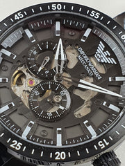  Shop Authentic Emporio Armani Meccanico Automatic Black Dial Black Steel Strap Watch For Men - AR60054 - Luxxuri
