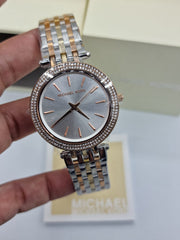  Shop Authentic Michael Kors Darci Silver Dial Two Tone Stainless Steel Strap Watch for Women - MK3203 - Luxxuri