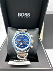  Shop Authentic Hugo Boss Santiago Blue Dial Two Tone Steel Strap Watch for Men - 1513937 - Luxxuri