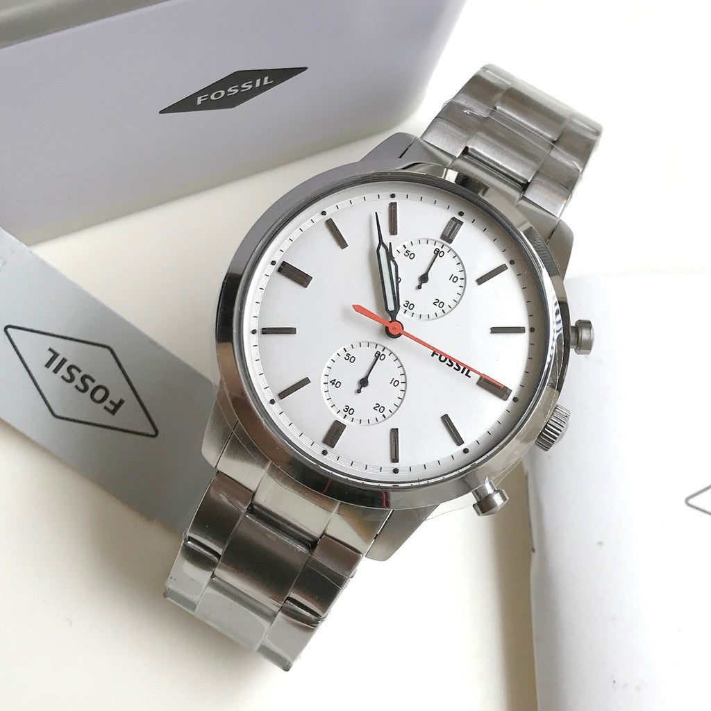  Shop Authentic Fossil Townsman White Dial Silver Steel Strap Watch for Men - FS5346 - Luxxuri