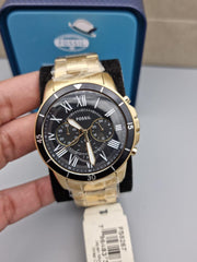  Shop Authentic Fossil Inscription Automatic Black Dial Gold Steel Strap Watch for Men - FS5267 - Luxxuri