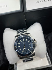  Shop Authentic Gucci Dive Analog Blue Dial Silver Steel Strap Watch For Men - YA136203 - Luxxuri