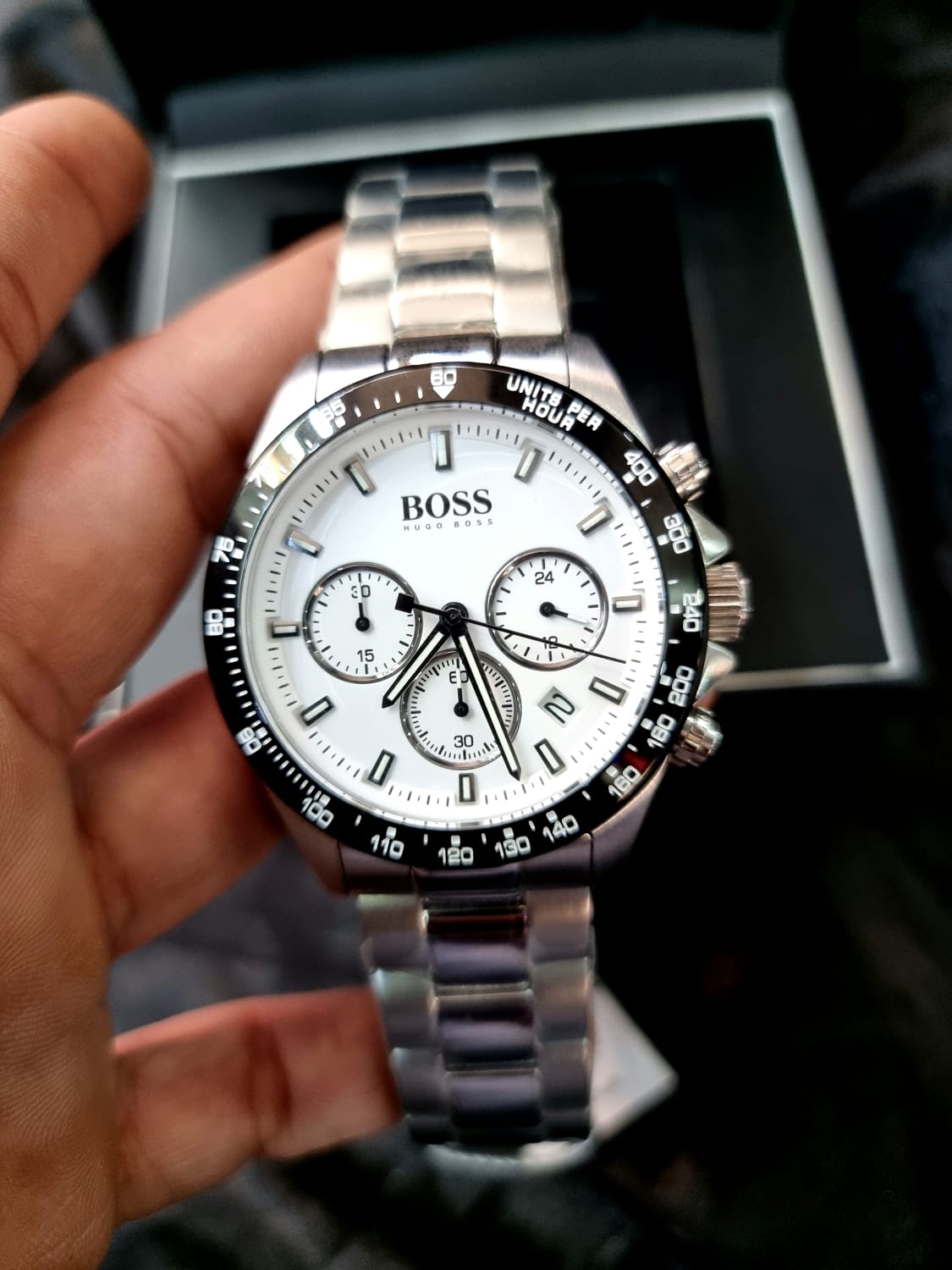  Shop Authentic Hugo Boss Hero Chronograph White Dial Silver Steel Strap Watch for Men - 1513875 - Luxxuri