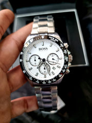  Shop Authentic Hugo Boss Hero Chronograph White Dial Silver Steel Strap Watch for Men - 1513875 - Luxxuri