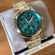  Shop Authentic Michael Kors Runway Hunger Stop100 Series Blue Dial Gold Steel Strap Watch for Women - MK5815 - Luxxuri