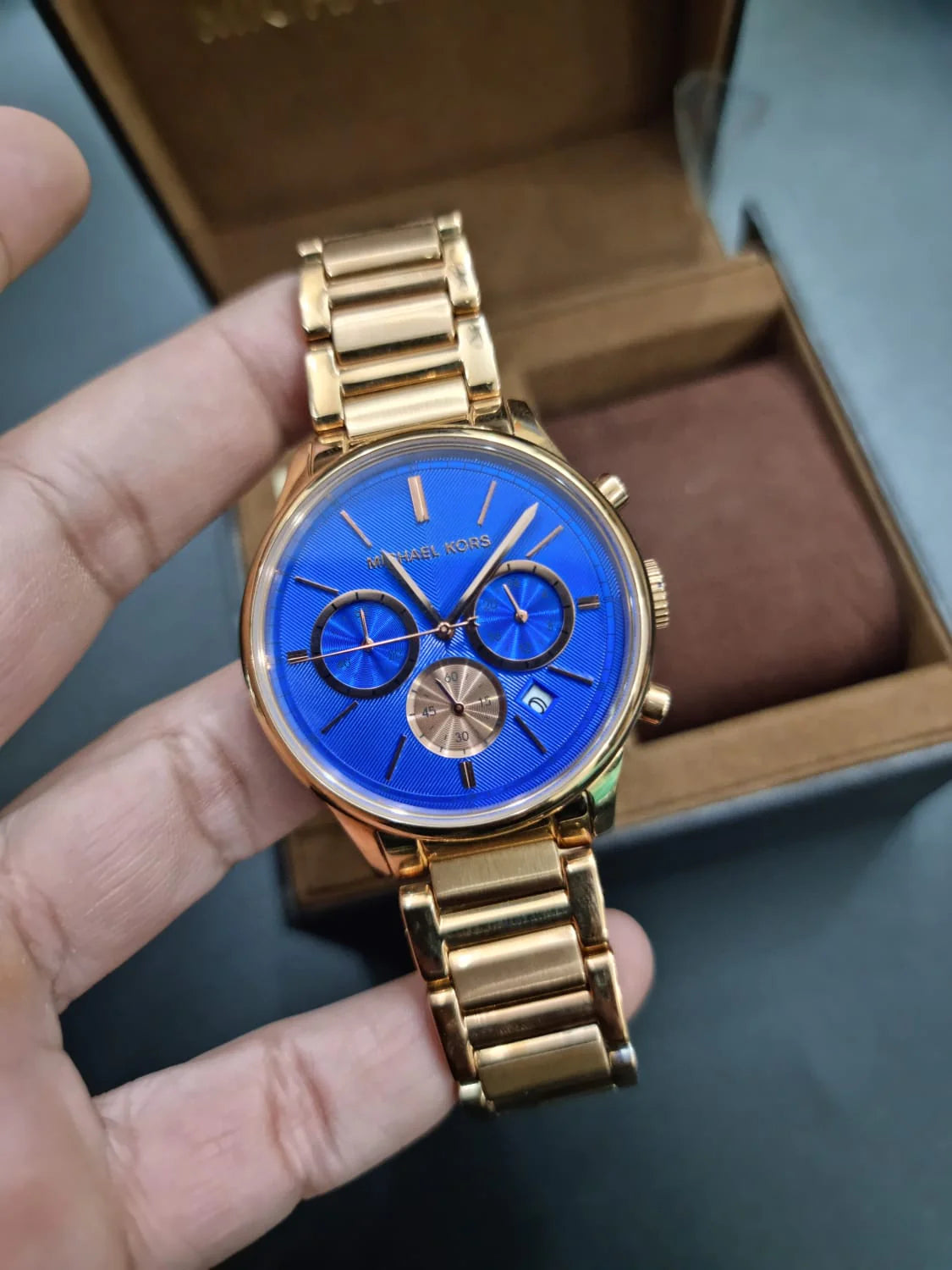  Shop Authentic Michael Kors Bradshaw Quartz Blue Dial Rose Gold Steel Strap Watch For Women - MK5951 - Luxxuri